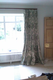 Mock wave interlined curtains in paradiso portinari by nina campbell on Walcot House tracked pole - Lower Slaughter
