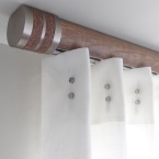 50mm ceiling fix american walnut stained pole with bobbin finial - silver track
