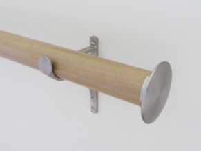 50mm colour wash stained wood cotswold oak curtain pole set end cap finials stainless steel hardware